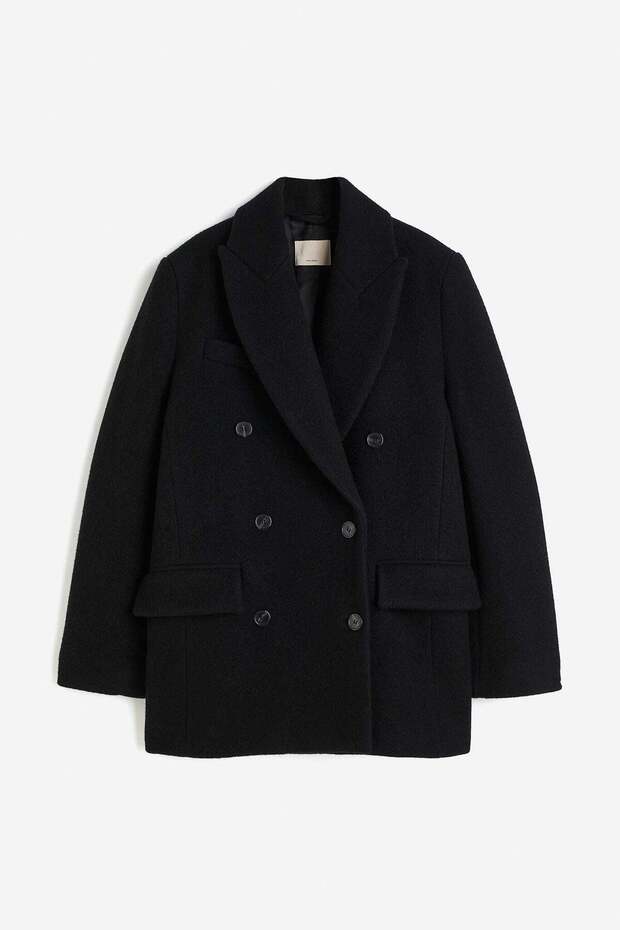Wool-blend double-breasted jacket