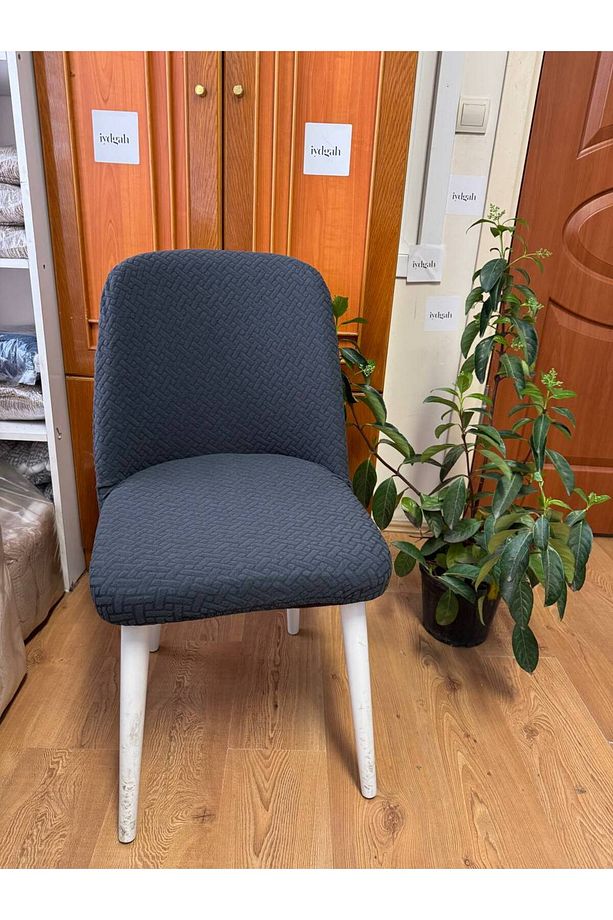 Tuğla Desen Kaliteli Büyük Oval Sandalye Kılıfı Hasır Desen Streç Sandalye Örtüsü 1 Adet Antirasit - 1