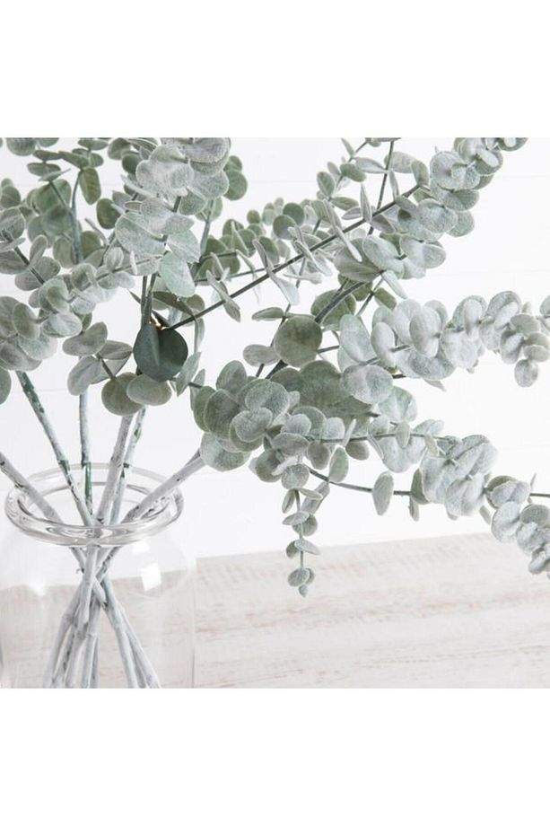3lü Set Yapay Çiçek Pastel Karlı Okaliptus 48cm 5dallı Uzun Dal Eucalyptus - 2