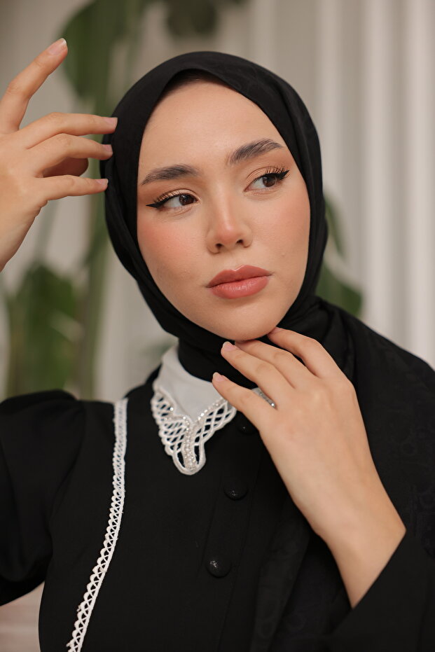 D Pattern Shawl Black - 6