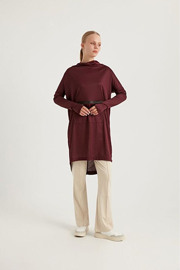 Cool-Tech Kangaroo Pocket Quick Dry Tracksuit Top - Claret Red