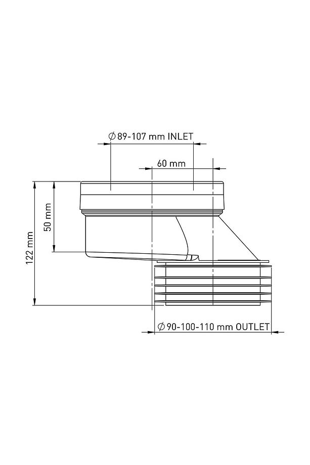 Altdan Çıkışlı Klozet Gider Borusu Kada-pvc Eksantrik Kada-6cm Kaydırılabilir - 2