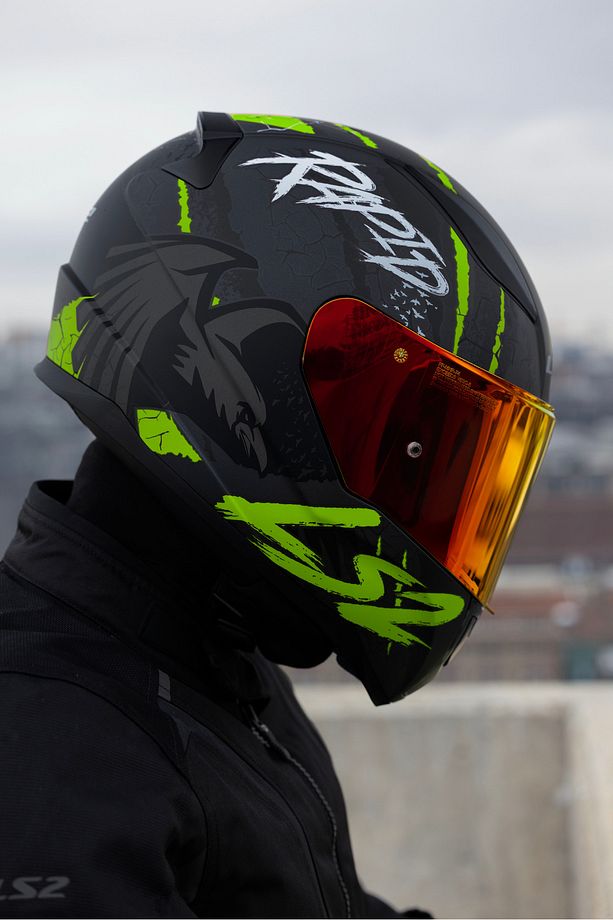 RAPID 2 RAVEN MAT SİYAH-GRİ-NEON SARI KASK - 3