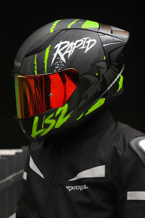 RAPID 2 RACE RAVEN MAT SİYAH-GRİ-NEON SARI KASK - 3