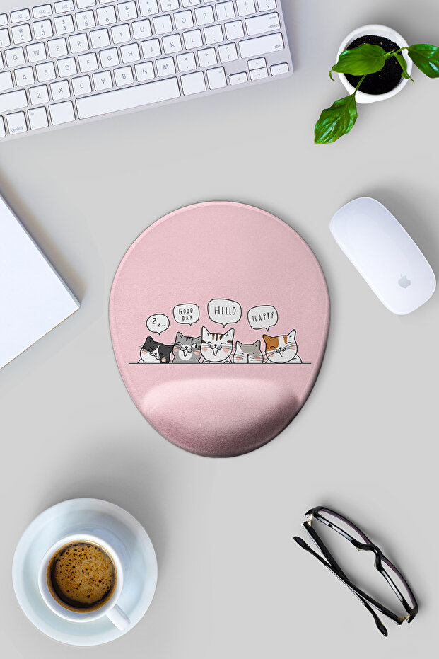 لوحة ماوس بنمط Spoiled Cats مع دعم للمعصم - 1