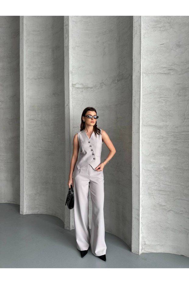 Women's Double Breasted Vest Pants Suit