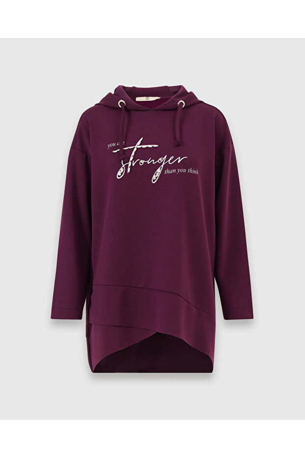 Kapüşonlu Baskılı Sweatshirt - 5