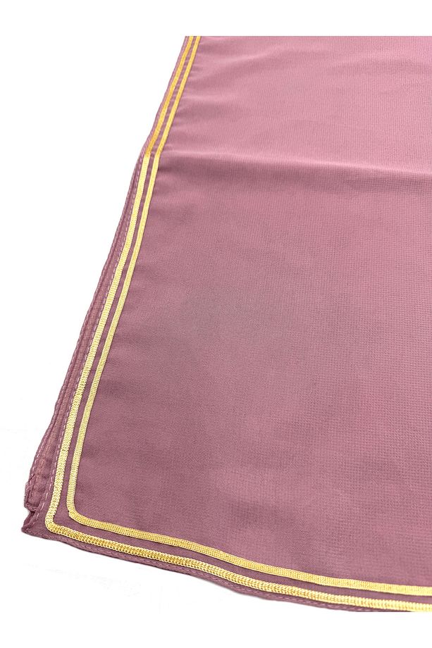 Altın Biyeli Krep Şifon Eşarp 100x100cm Yazma - 3
