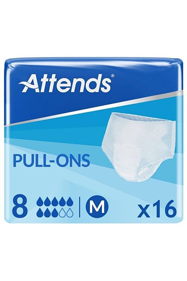 Pull On 8 Medium Incontinence Adult Diapers, Unisex - 16 Pieces