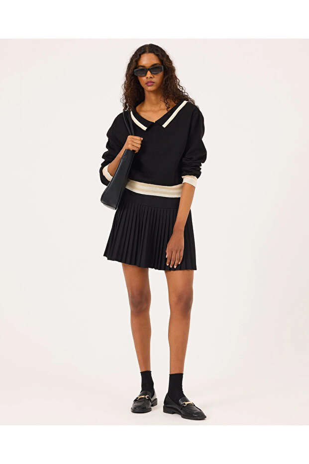 Elastik Bel Uzun Kollu Triko Kazak - 5