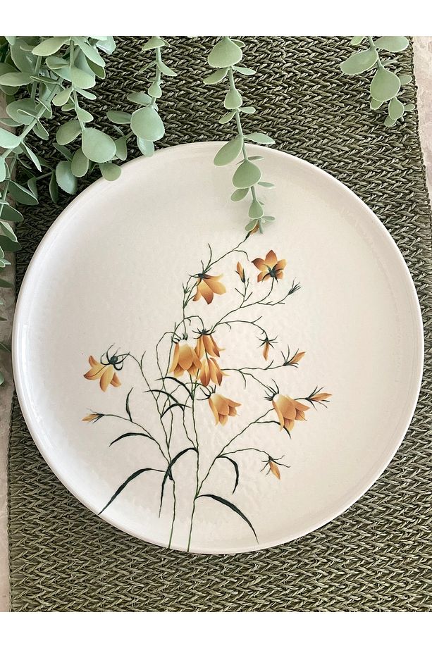 Sarı Çiğdem 26 cm Büyük Yuvarlak Servis&Sunum Tabağı - 1