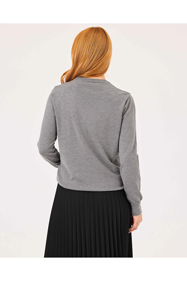 Yuvarlak Yaka Uzun Kollu Triko Bluz - 4