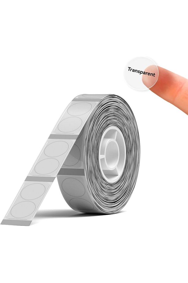 14x28mm (13x13mmX2) Yuvarlak Şeffaf Etiket 220 Adet, D11/D110/D101 için (T14*28-220transparent) - 1
