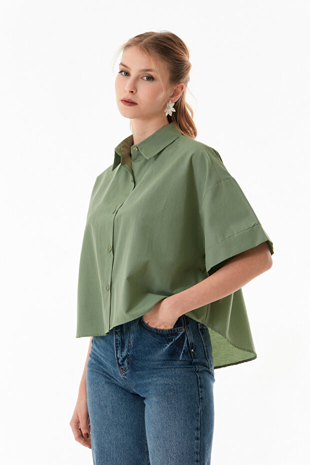 Basic Buttoned Oversize Shirt - 3