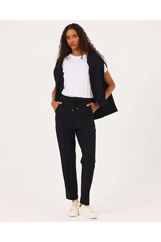 Elastik Bel Cepli Bilek Boy Pantolon - 1