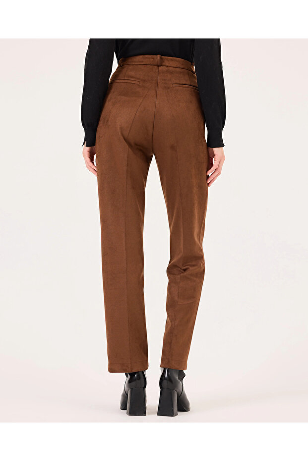 Bilek Boy Düğmeli Süet Pantolon - 4