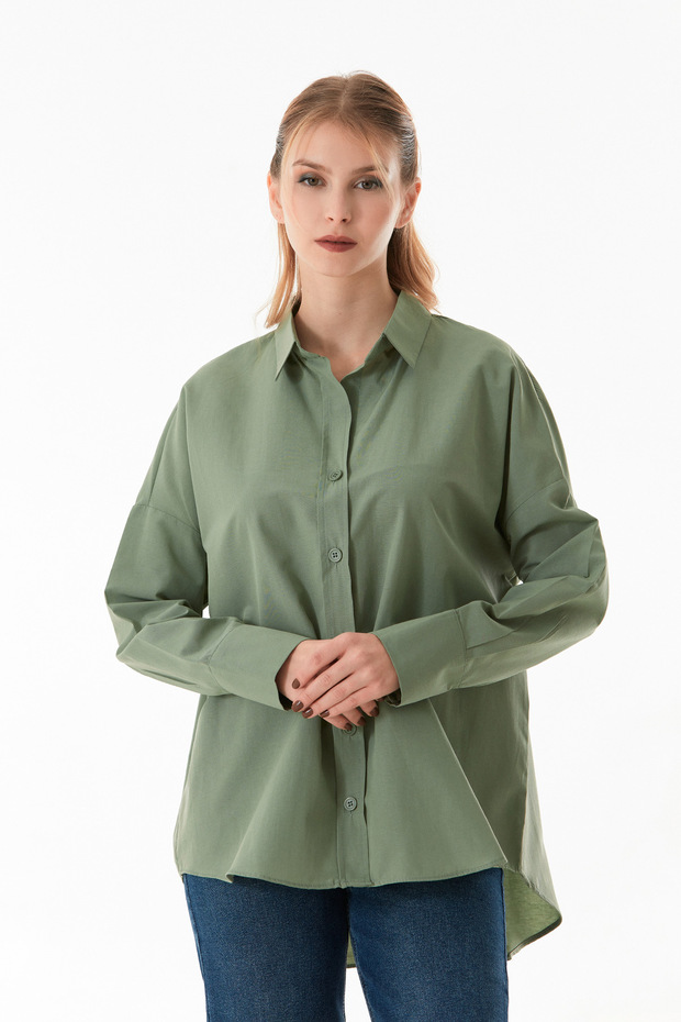 Basic Arkası Uzun Salaş Gömlek - 1