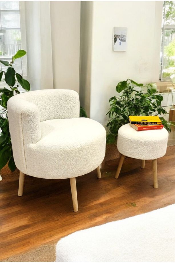 Modern Berjer ve Puf Takımı, Kahve Köşesi – Konforlu 2’li Set - 1