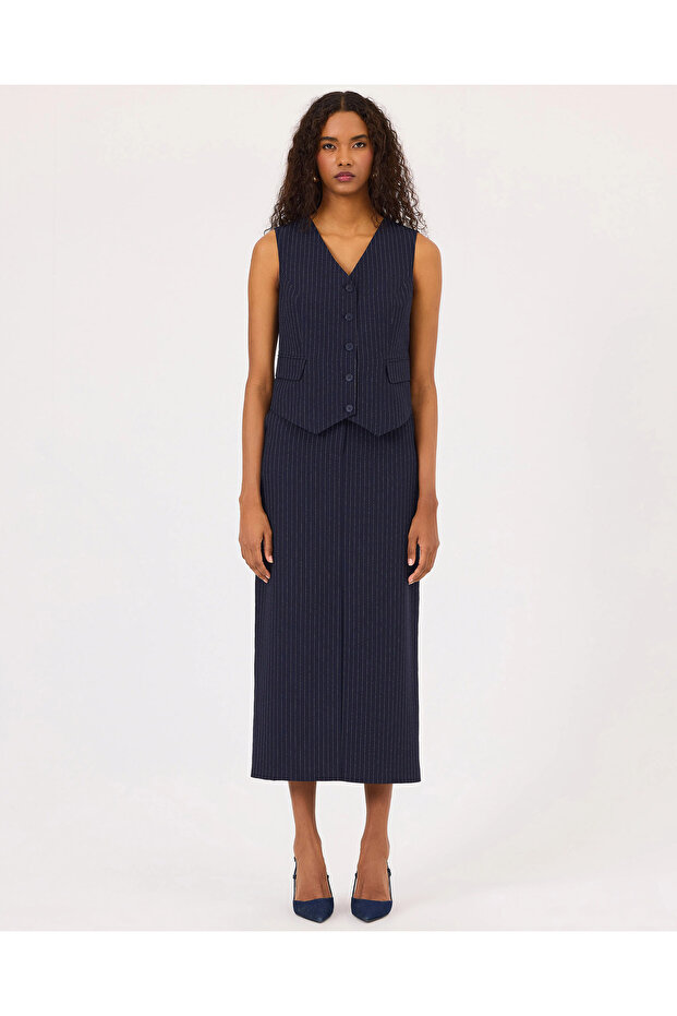 V Yaka Çizgili Yelek - 2