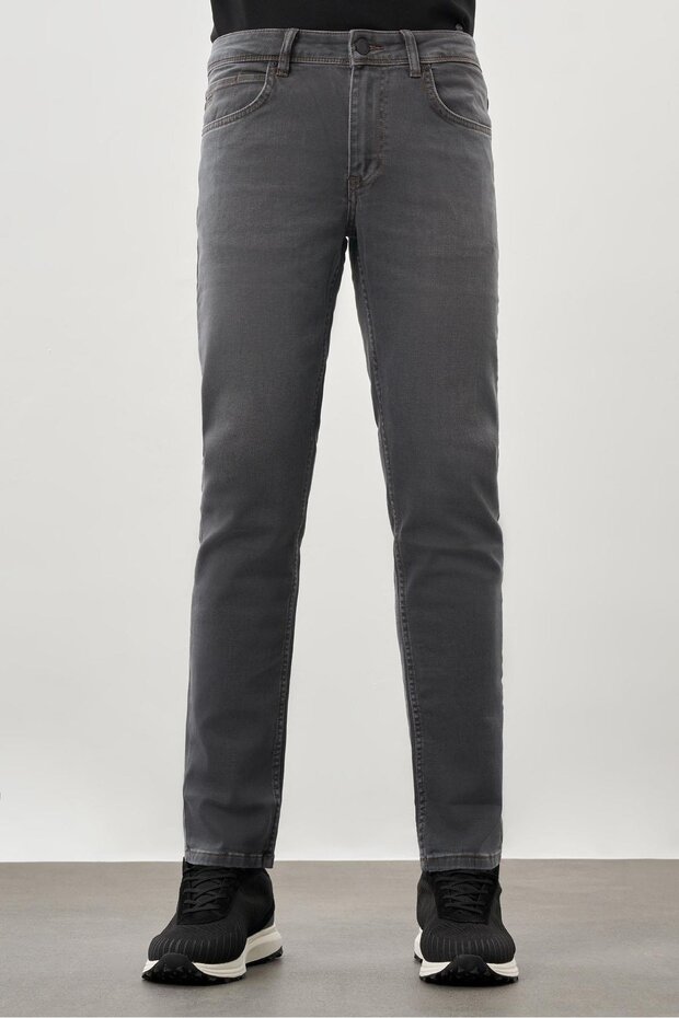 Men's Light Smoked Plain Cotton 5 Pocket Slim Fit Denim Jeans Jean Trousers 1023245158