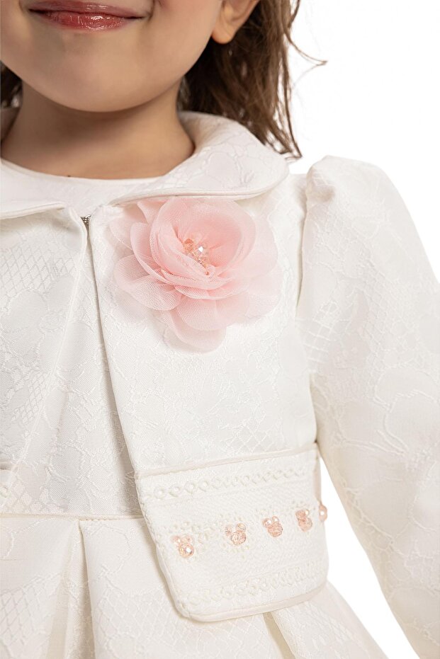 Kız Bebek Bolerolu Elbise 6-24 Ay Ekru - 5