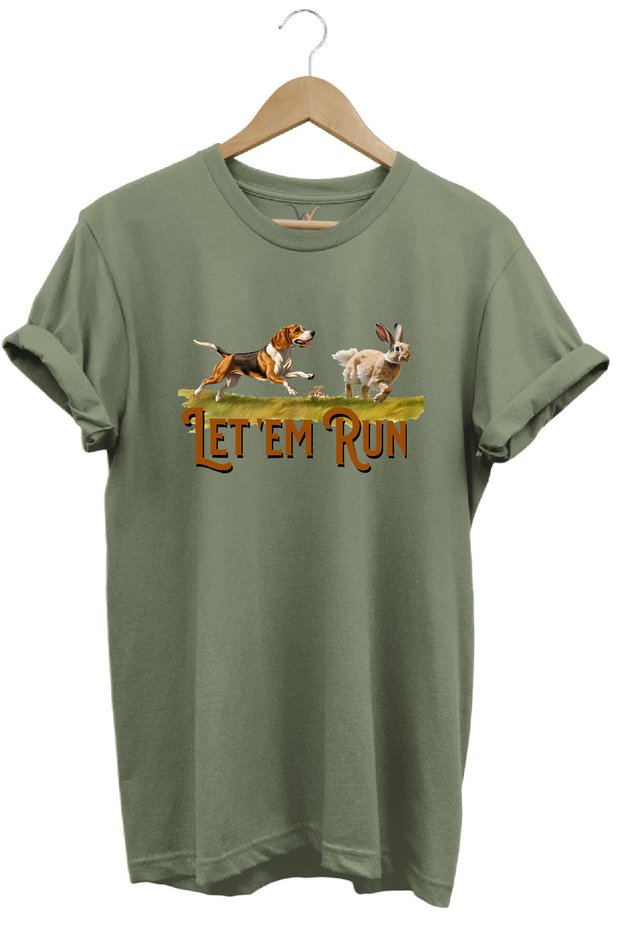 Hunting Hunting Rabbit Hunting and Hunting Dog Printed 100% Cotton Regular Fit Crew Neck Khaki T-Shirt