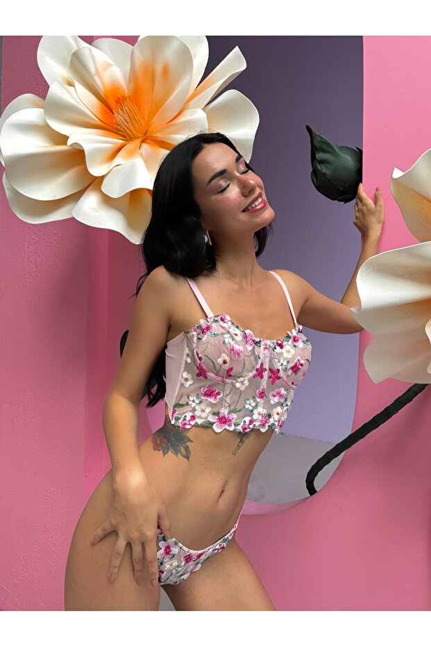 بدلة بوستير شفافة بدون غطاء مزخرفة بالزهور - 6