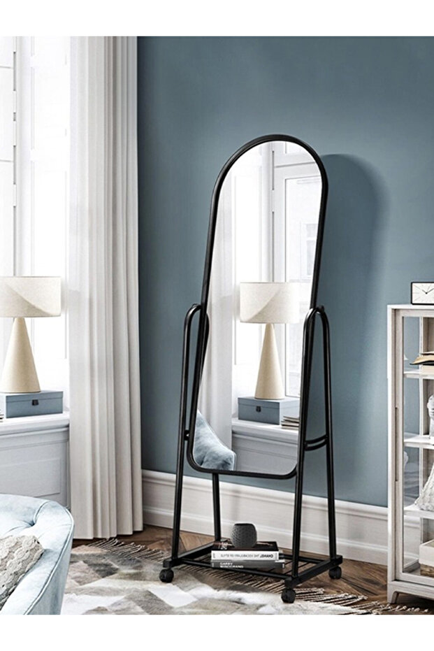 Simple And Elegant Mirror With Sturdy Stand Black 30x158cm - 3
