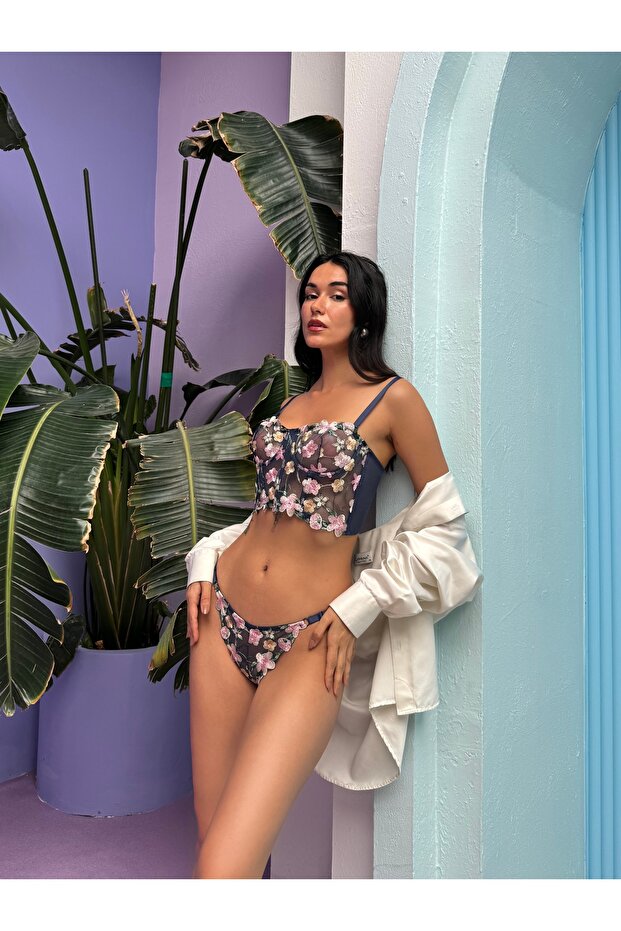 بدلة بوستير شفافة بدون غطاء مزخرفة بالزهور - 5