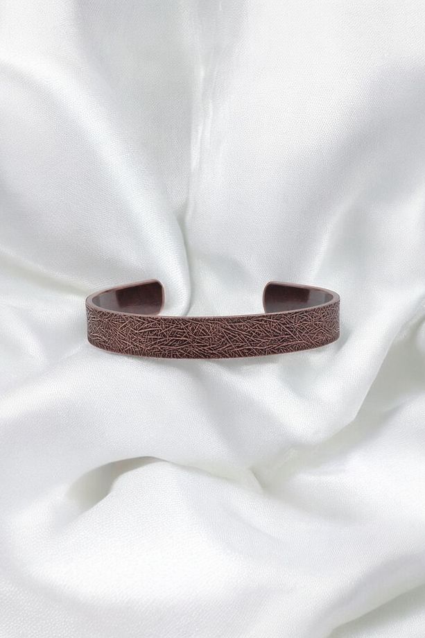 Yeni Model Saf Bakır Bileklik Cam Kırığı model el yapımı bakır unisex oksitlenmiş koyu renk bakır - 2