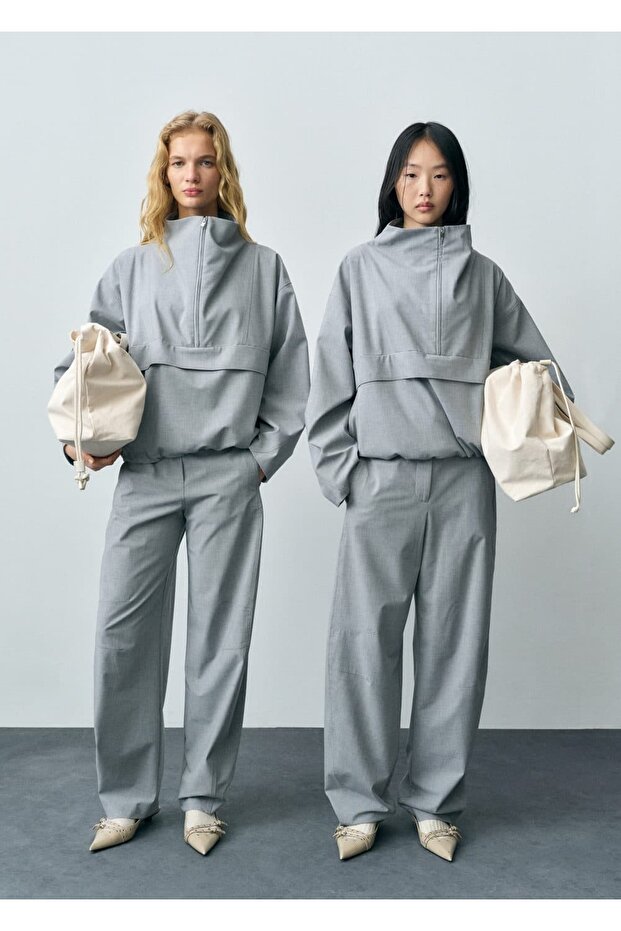 Oversize fermuarlı parka - 8