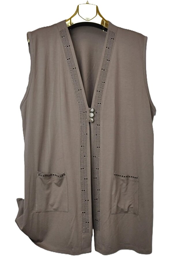 Plus Size Mother's Combed Cotton Stoned Short Vest