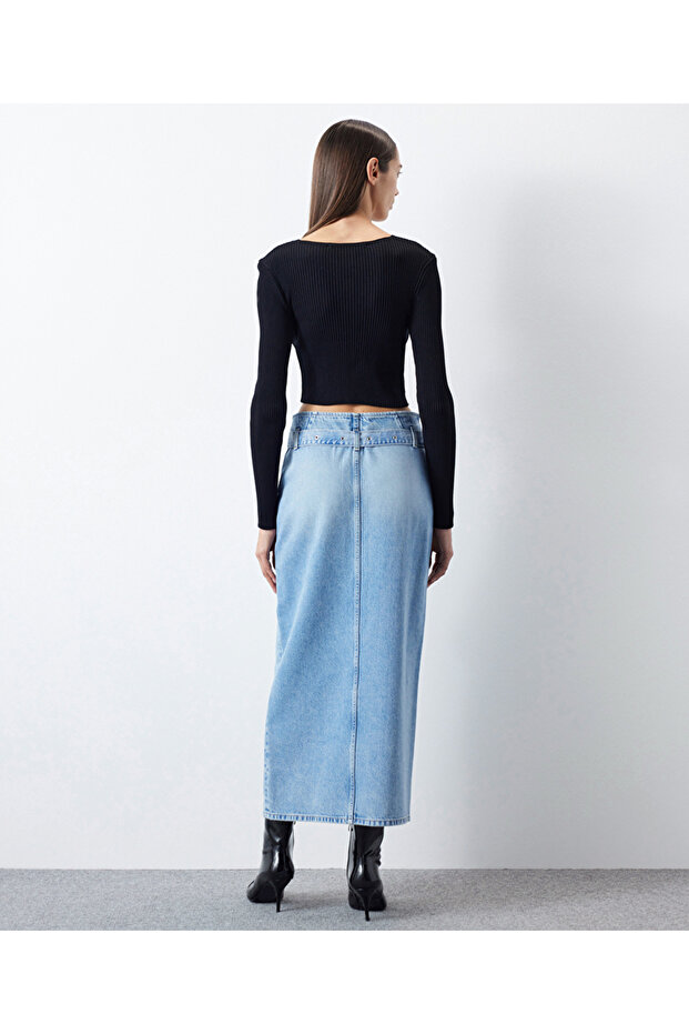 Önden bağlamalı crop triko - 5