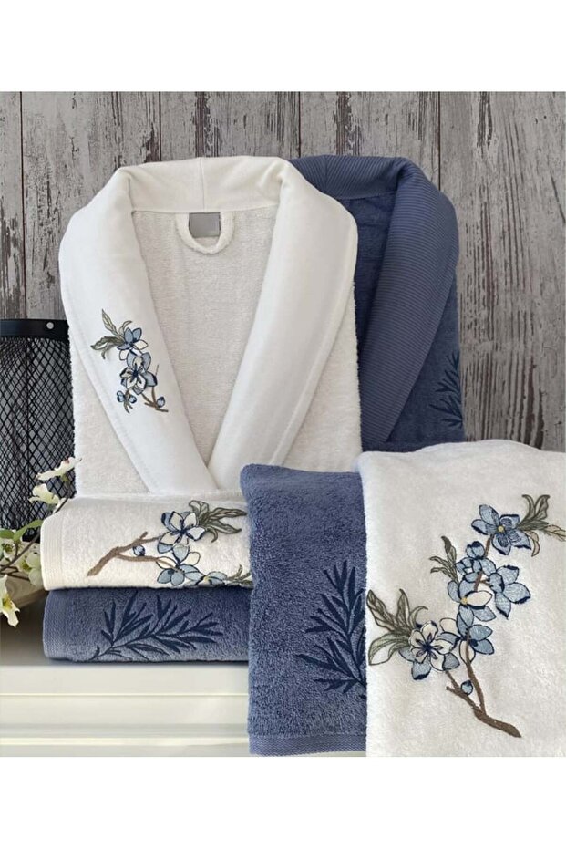 Okya Terval Bathrobe Set 70% Bamboo 30% Cotton 6 Pcs J122