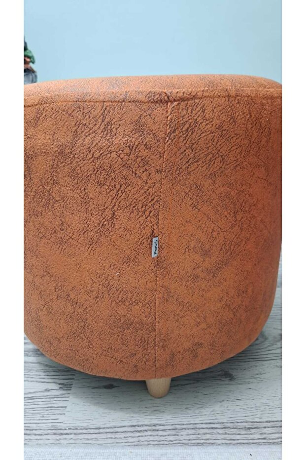 Ahşap Ayaklı Nubuk Yuvarlak Puf&bench Koltuk/tabure - 5