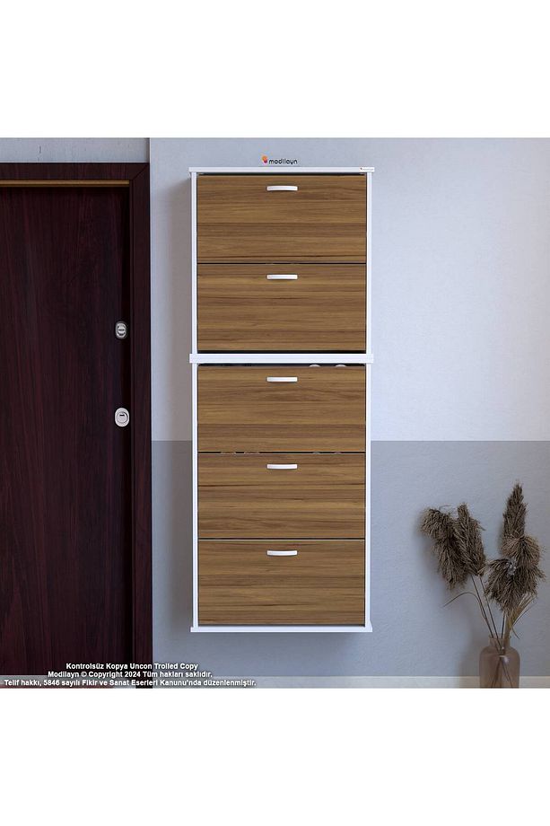 Varbi Umay' 2 Li Asma Kapı Önü 52x181x26 Cm’ Lik 5 Düşer Kapak 10 Göz Ayakkabılık - 5