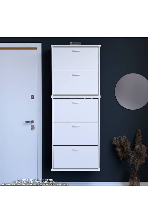 Varbi Umay' 2 Li Asma Kapı Önü 52x181x25,5 Cm’lik 5 Düşer Kapak 10 Göz Ayakkabılık - 1