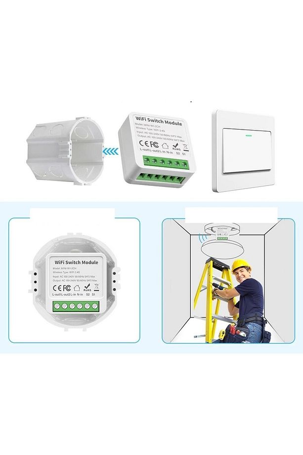 Wifi Akıllı Anahtar 2 Çıkış ( Kuru Kontak ) Panjur Kepenk Vs Kontrol - 1