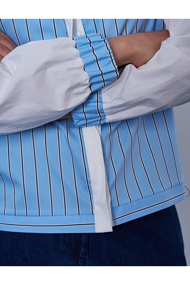 تونيك قطني بنمط خطوط باللون الأزرق - 6