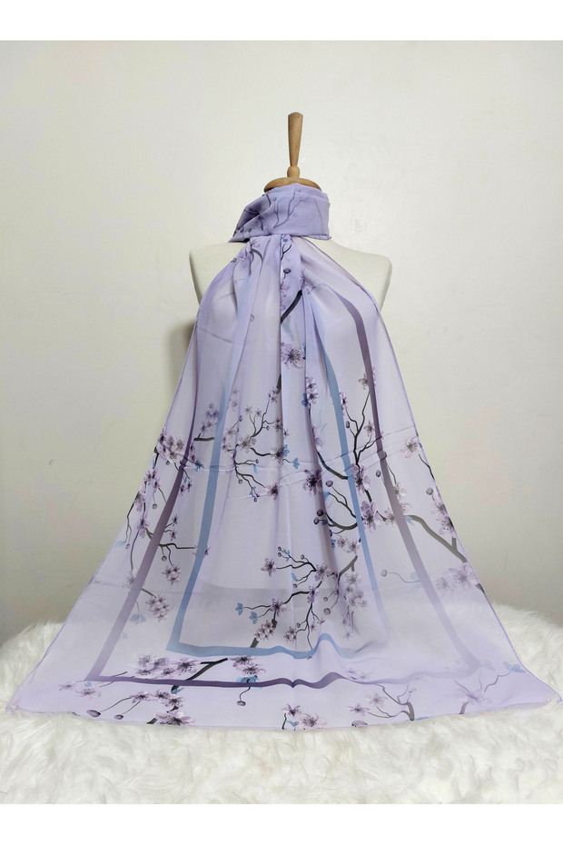 شال شيفون بنمط زهرة متدرجة - 1