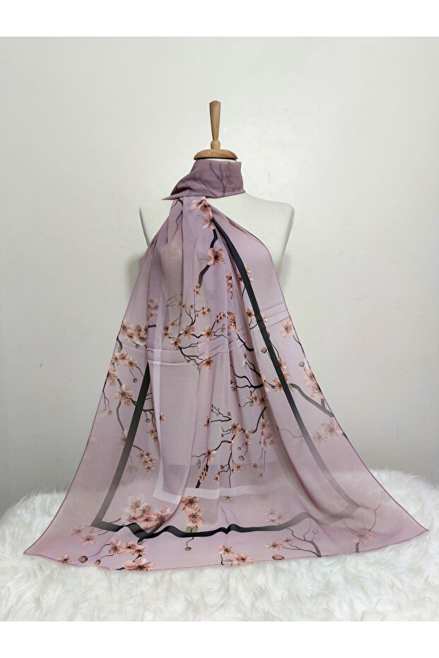 شال شيفون بنمط زهرة متدرجة - 1