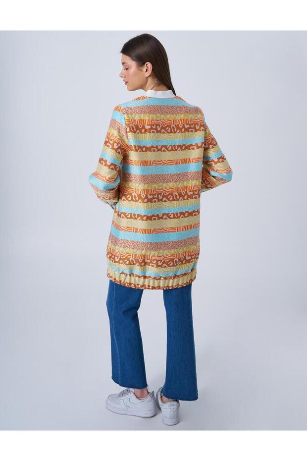 سترة برتقالية منقوشة مجردة - 5