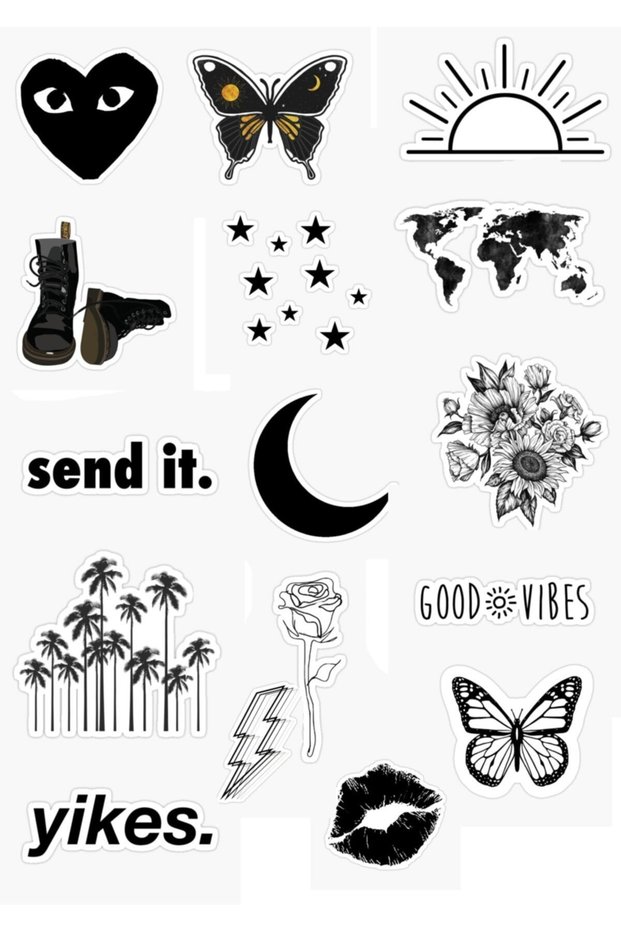 Black - Black Themed Sticker Set