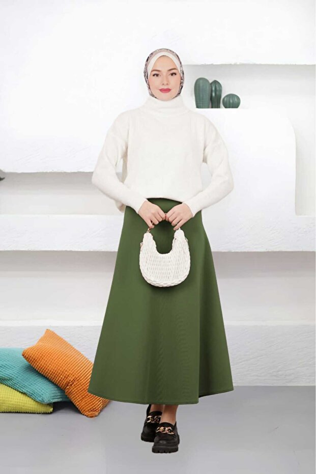 Modaalfabe Hijab Puff Scuba Flared Skirt