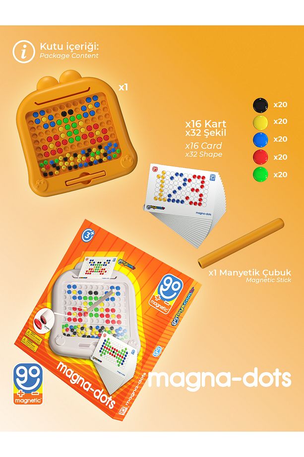 Magna Dots - Steam Manyetik Kodlama Tableti Turuncu Ekransız Oyun Aktivitesi Manyetik Yapı Blokları - 4