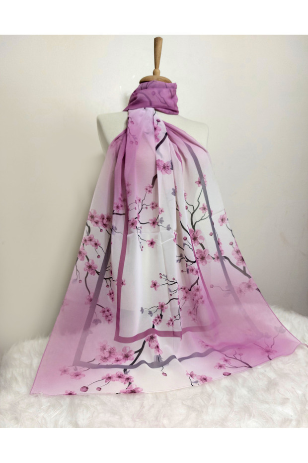 شال شيفون بنمط زهرة متدرجة - 3