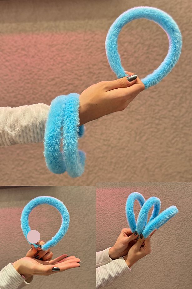 Peluş Tekli Mavi Yumuşak Kumaşlı Taç - 1