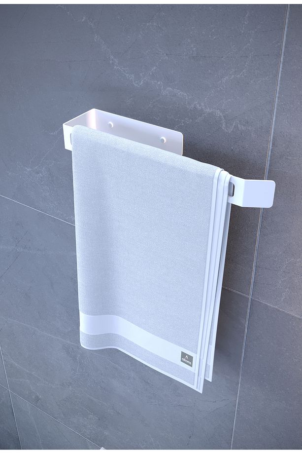 Beyaz Metal Yapışkanlı Kağıt Havluluk, Kağıt Havlu Askısı, Peçetelik, Banyo Mutfak Askısı - 7