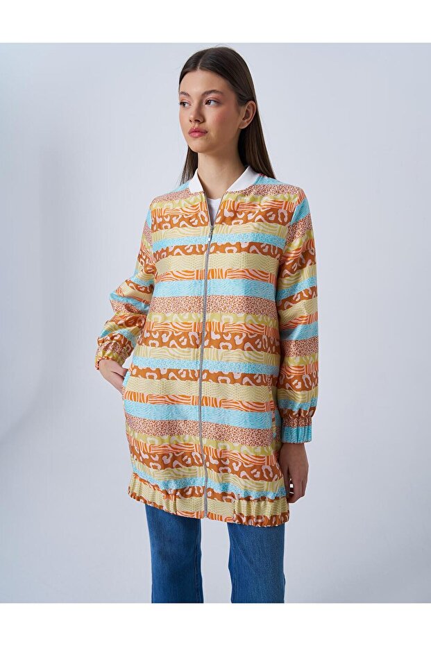 سترة برتقالية منقوشة مجردة - 3