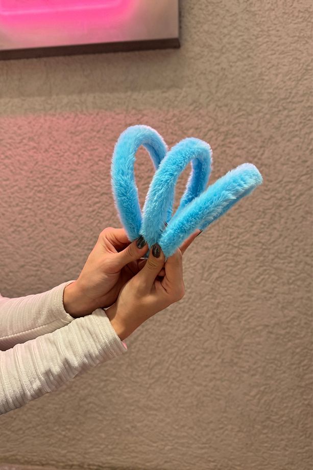 Peluş Tekli Mavi Yumuşak Kumaşlı Taç - 2
